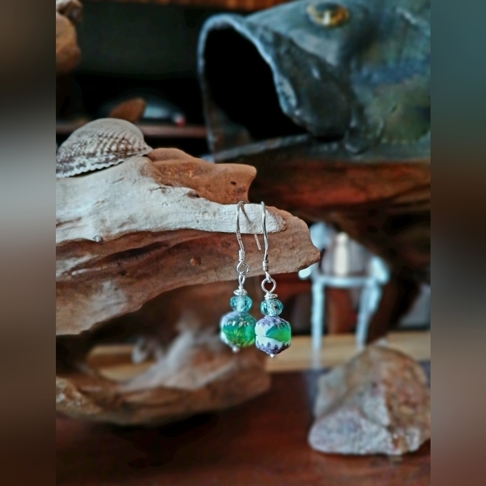 Sterling silver earrings with Czech Faceted beads